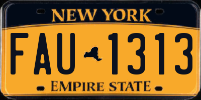 NY license plate FAU1313