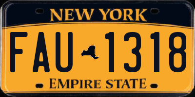 NY license plate FAU1318