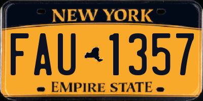 NY license plate FAU1357