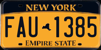 NY license plate FAU1385