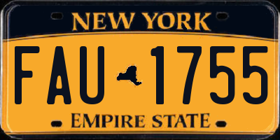 NY license plate FAU1755
