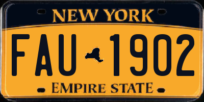 NY license plate FAU1902