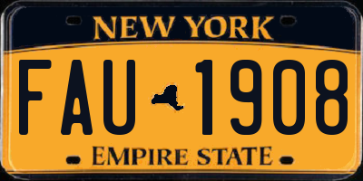 NY license plate FAU1908