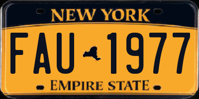 NY license plate FAU1977