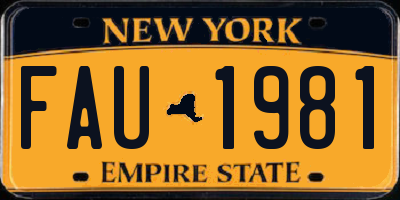 NY license plate FAU1981