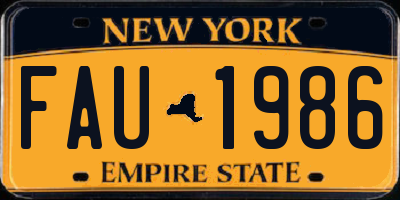 NY license plate FAU1986