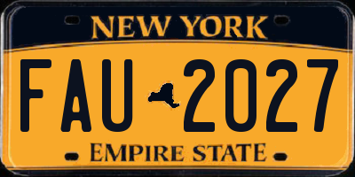NY license plate FAU2027