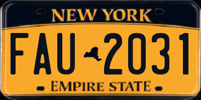 NY license plate FAU2031