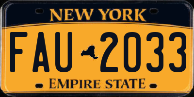 NY license plate FAU2033