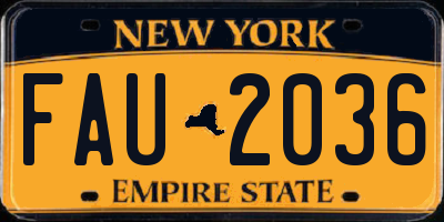 NY license plate FAU2036