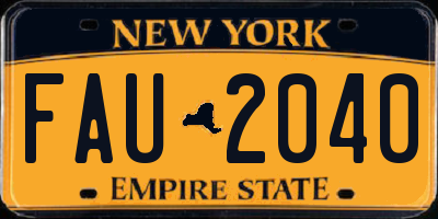 NY license plate FAU2040