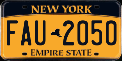NY license plate FAU2050