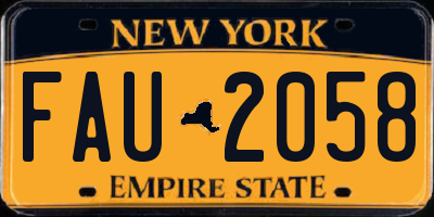 NY license plate FAU2058
