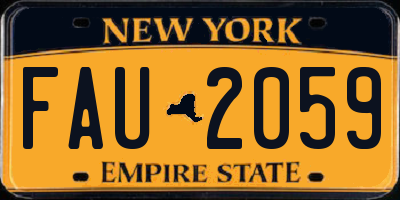 NY license plate FAU2059