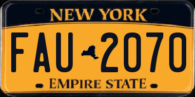 NY license plate FAU2070