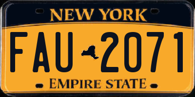 NY license plate FAU2071