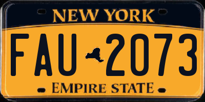 NY license plate FAU2073