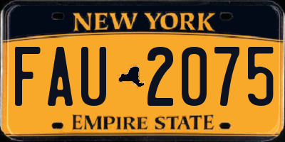 NY license plate FAU2075