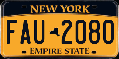 NY license plate FAU2080