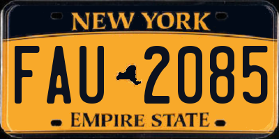 NY license plate FAU2085