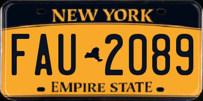 NY license plate FAU2089