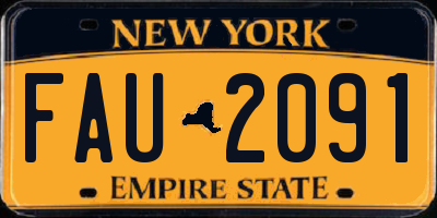 NY license plate FAU2091