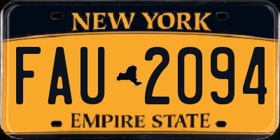 NY license plate FAU2094