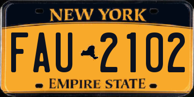 NY license plate FAU2102
