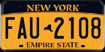 NY license plate FAU2108