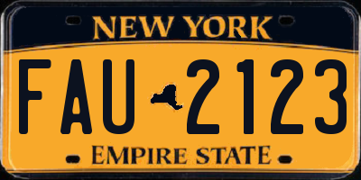 NY license plate FAU2123