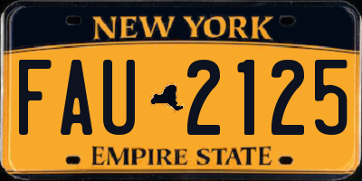 NY license plate FAU2125