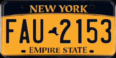 NY license plate FAU2153