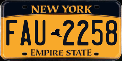 NY license plate FAU2258