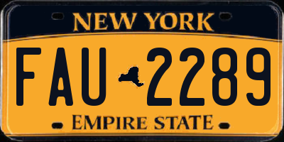 NY license plate FAU2289