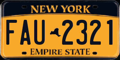 NY license plate FAU2321