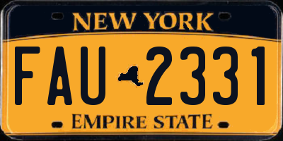 NY license plate FAU2331