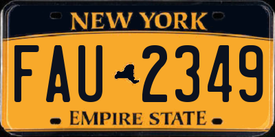 NY license plate FAU2349