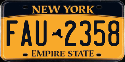 NY license plate FAU2358