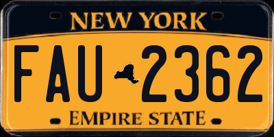 NY license plate FAU2362
