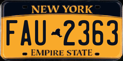 NY license plate FAU2363