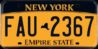 NY license plate FAU2367