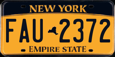NY license plate FAU2372