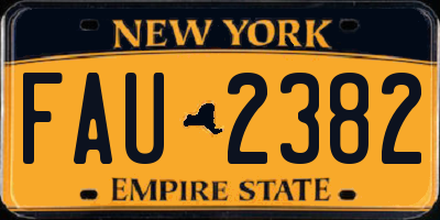 NY license plate FAU2382