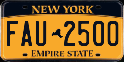 NY license plate FAU2500