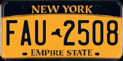 NY license plate FAU2508
