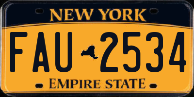 NY license plate FAU2534