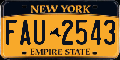 NY license plate FAU2543