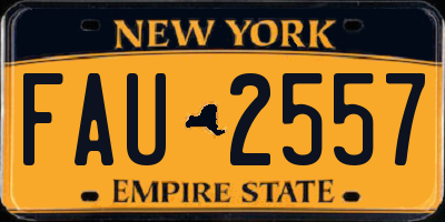 NY license plate FAU2557