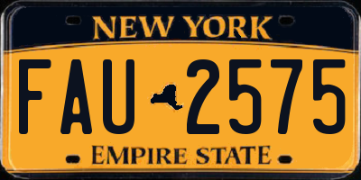 NY license plate FAU2575