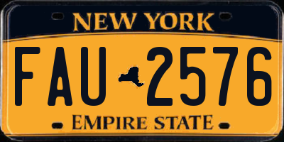 NY license plate FAU2576